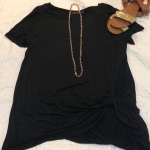 Black soft knotted top